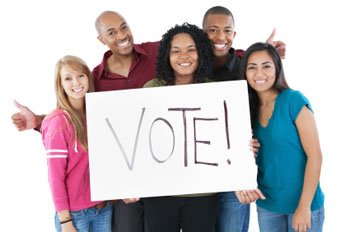 Photo of students encouraging you to vote